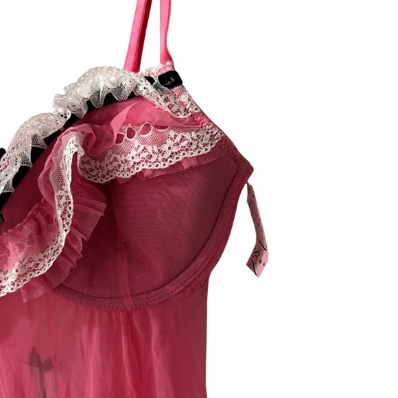 Jezebel Pink Sheer Lace Trim Babydoll Lingerie Size Small NWT‎ - Picture 5 of 10